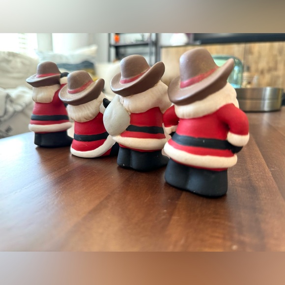 Set of Four Cowboy Ceramic Santas - Picture 7 of 9
